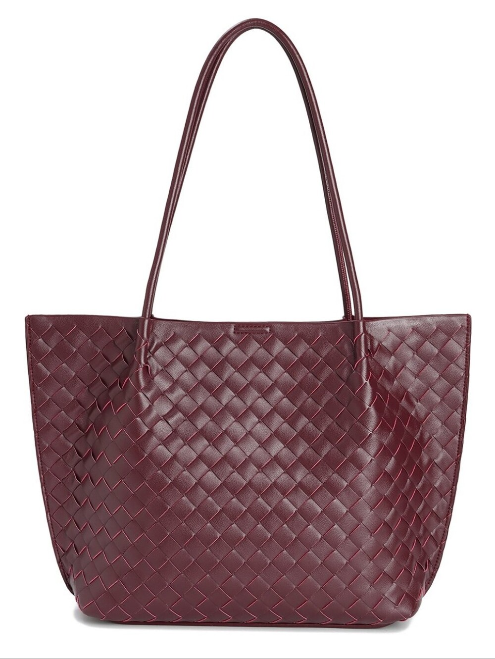Tiffany & Fred Paris Hand-Woven Leather Large Tote Burgundy NWT